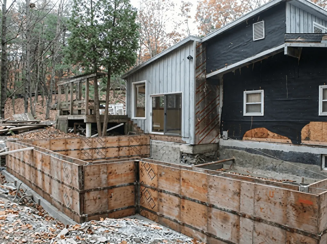 Prepared site with foundation forms for home remodeling and addition project in West Palm Beach, FL